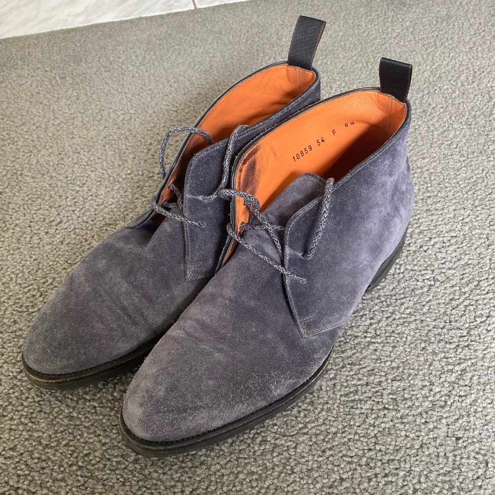 Santoni Goodyear Welt Suede Boots